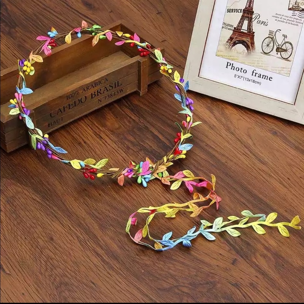 NEW Romantic Boho Rainbow Floral Hippie Headband - Picture 1 of 3